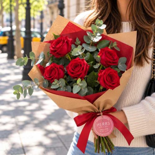Un ramo de 5 rosas rojas para enviar