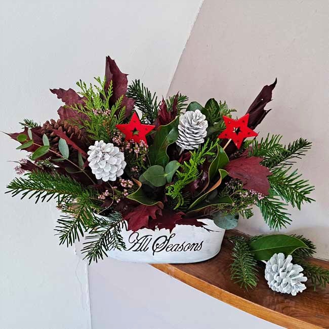 CENTRO NAVIDEÑO CON JARDINERA 3 decoración-navidad-flores