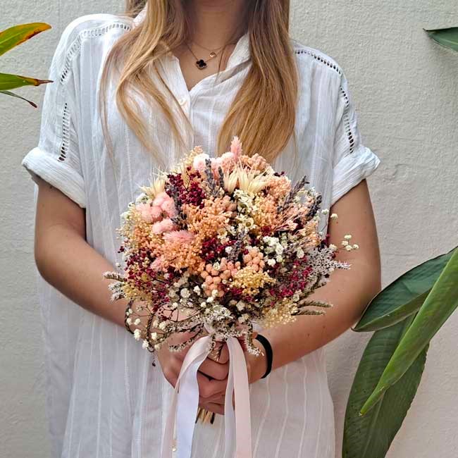 RAMO DE NOVIA FLORES PRESERVADAS "FLORENCIA" 2 ramo-novia-salmon-beige-fucsia