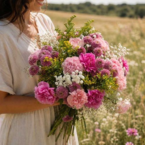Ramo silvestre de claveles rosa