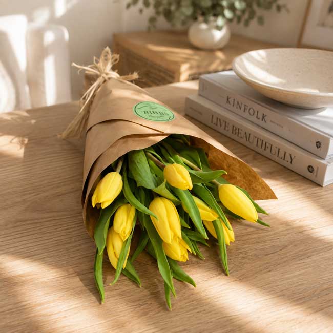 10 tulipanes de color amarillo