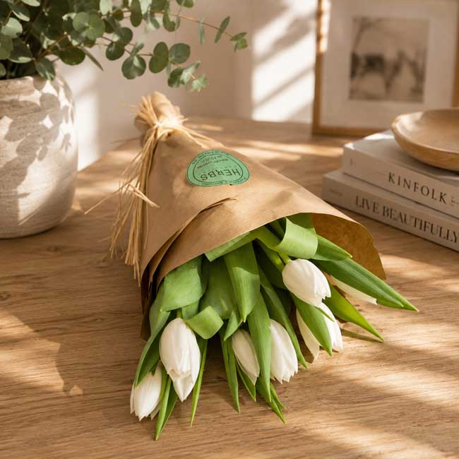 Ramo de 10 tulipanes blancos